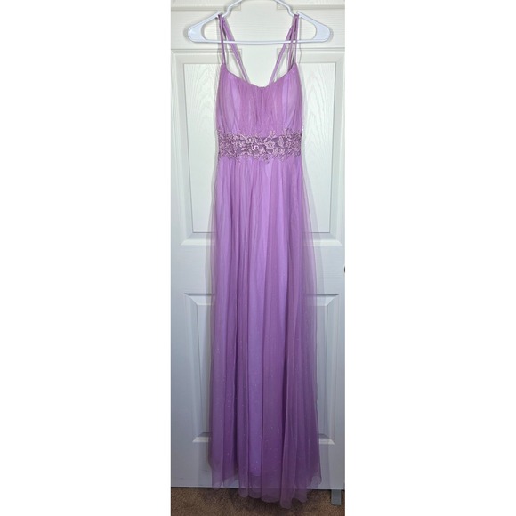 City Triangles Dresses & Skirts - City Triangles Lavender Tulle Formal‎ Dress Floral Lace Waist Maxi Gown 9 Fairy